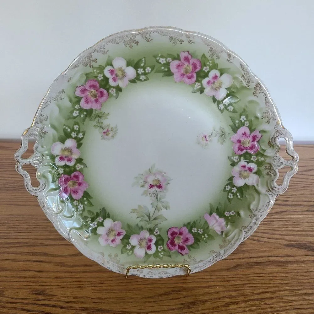 Antique Rosenthal Iris Bavaria Porcelain China Floral Serving Plate R.C. Crown